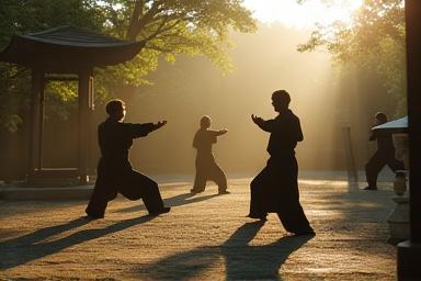 瞑想中の人々のシルエット、静けさと集中を表現